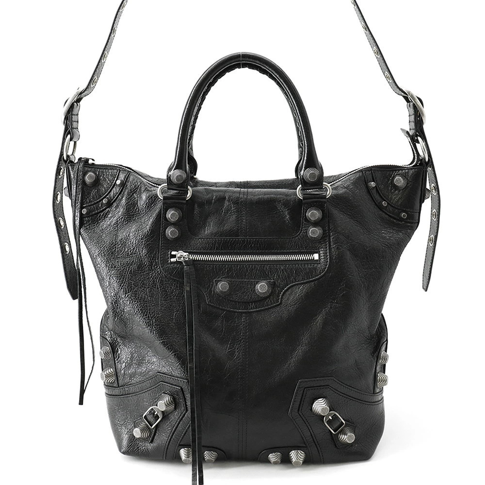 Balenciaga handbag Lucagol leather shoulder bag black